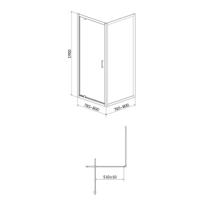 Cabina de dus patrata Arteco, cu usa pivotanta, 80x80x190, crom - Img 4
