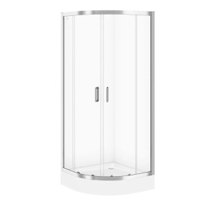 Cabina de dus semirotunda Arteco, cu 2 usi culisante, 80x80, crom