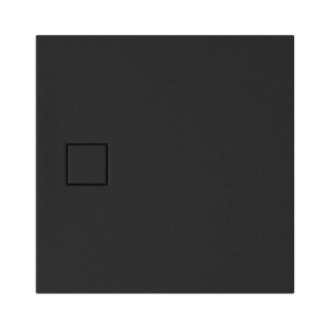 Cadita de dus patrata Tako, S932-166, acril, negru mat, sifon inclus - Img 2