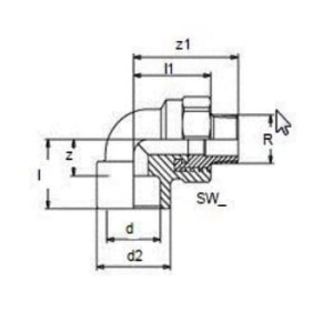 Cot teava PPR, Ø 32 - 1 E, 90 grade, PN25, verde - Img 2