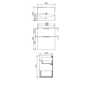 Dulap cu lavoar City, cu sertare, 60, S801-422, alb - Img 4