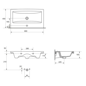Dulap cu lavoar Tirso, cu sertare, 80, S801-547, MDF, alb mat - Img 5