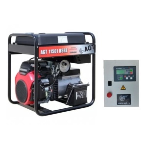 Generator de curent AGT 11501 HSBE + automatizare AT 408, rezervor 45 litri, 11 KVA motor Honda GX630 benzina, Monofazat, Pornire Electrica, 3000 RPM