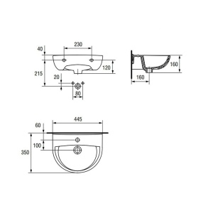 Lavoar President, suspendat, 45 cm, K08-002, alb - Img 3