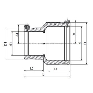 Mufa redusa electrofuziune, Ø125 x Ø110 mm, PN16