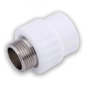Mufa teava PPR alb, Ø20 - 3/4 E, filet exterior, PN25