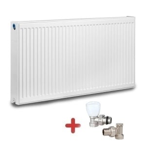 Pachet calorifer (radiator) din otel KOPH E, tip 22, 600/600 mm, 1187 W + Set 2 robineti tur-retur