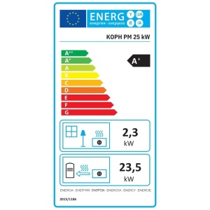 Pachet centrala cu peleti KOPH PM 25 kW, 160 mp, buncar peleti 25 kg, diametru cos fum ⌀80 mm, manta apa 28 litri, pompa recirculare si vas expansiune incorporate, Sursa KOPH 700 W + Stecher Schuko cu protectie la joasa si inalta tensiune - Img 2