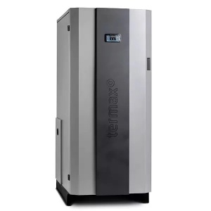 Pachet centrala cu peleti Termax Compact 30 kW, 200 mp, buncar peleti 90 kg, volum apa 70 litri, diametru cos fum ⌀80 mm, vas expansiune si pompa recirculare incluse, Calorifere, Robineti tur/retur si Grup siguranta - Img 3