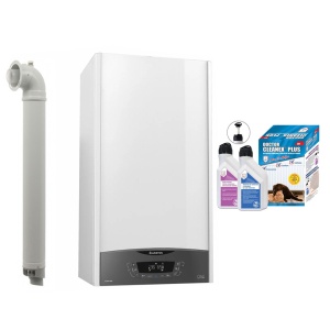 Pachet centrala termica pe gaz/GPL in condensare Ariston Clas One WIFI 24 kW, incalzire si ACM, Kit evacuare inclus si Kit rapid de curatare/protectie instalatii termice Doctor Cleanex Plus