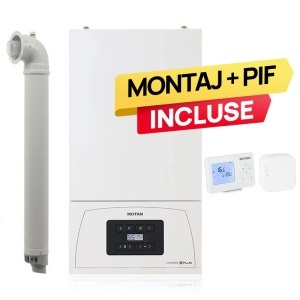 Pachet centrala termica pe gaz in condensare Motan Condens KPlus C38GC20V1, 20 kW, incalzire si ACM + Termostat wireless, Kit evacuare inclus + Montaj + PIF (valabil pentru NEAMT, IASI si BARLAD)