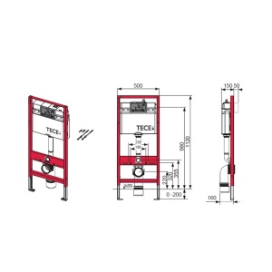 Pachet complet - Cadru cu rezervor incastrat TECEbase cu sistem de fixare si clapeta TECEnow crom lucios + Vas WC suspendat TECE, 9400412 + 9700018 - Img 2
