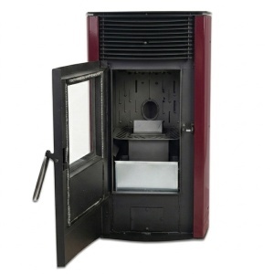 Pachet soba pe peleti KOPH PD 8 kW, cu aer cald, buncar peleti 8 kg, 50 mp, Bordo - Img 3