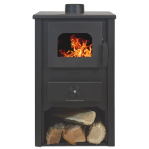 Pachet Termosemineu pe lemn Termax Vulcan, 11.52 kW, randament 85.59%, 75 m², Antracit, Grup siguranta, Pompa recirculare si Boiler termoelectric Tesy 80 litri - Img 2