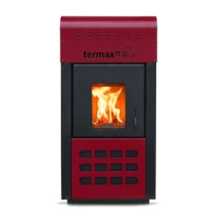 Pachet termosemineu pe peleti Termax Kamin ECO, 25 kW, 160 mp, buncar peleti 45 kg, volum apa 42 litri, diametru cos fum ⌀80 mm, Boiler Termoelectric 120 litri, Elementi Aluminiu + Accesorii Montaj - Img 3