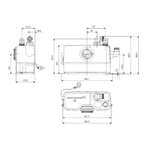 Pompa ape uzate Grundfos Sololift2 WC-1, pentru toaleta, pisoar si lavoar, 620 W, 452 x 175 x 322 mm, 97775314 - Img 3