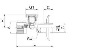 Robinet coltar cu bila HERZ, FE 1/2" - FE 3/4", PN 16, pentru apa cu sfera sub lavoar - Img 2