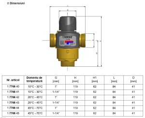 Robinet de amestec termostatic cu 3 cai HERZ TMV, 20°C - 45°C, G1'', cod 1776642 - Img 2