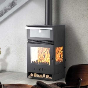 Semineu premium pe lemn TEBA TKS-15, 12 kW, cuptor integrat cu tava inclusa, diametru cos fum Ø80 mm, randament 78%, 1160 x 600 x 460 mm