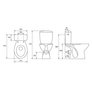 Set vas WC stativ, President, cu rezervor si capac din polipropilena inclus, K08-028-EX3, alb - Img 2