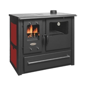 Soba pe lemn Termax Rustik, Samota, 9.5 kW, evacuare pe dreapta, cuptor integrat, randament 76.1%, 63 m², Bordo - Img 2