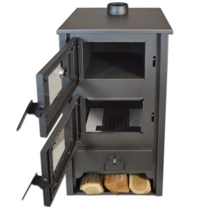 Termosoba pe lemn Termax Codru, 24.43 kW, cuptor integrat, randament 85.10%, 155 m², Antracit - Img 3