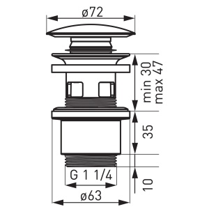 Ventil click-clack cu dop ceramic negru 1 1/4”, Ferro - Img 2