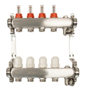 Ansamblu distribuitor pentru incalzire in pardoseala, 11 cai, KOPH, inox 1"