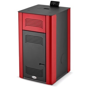 Centrala peleti Termax Tera 18 KW, 120 mp, buncar peleti 30 kg, diametru cos fum ⌀80 mm, pompa recirculare si vas expansiune incorporate, Negru