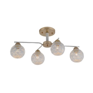 Lustra Quark cu 6 surse de iluminat, IP20, model Kendya 06528/6, alb - auriu