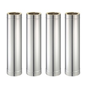 Pachet 4 bucati tub inox izolat pentru cos fum KOPH, cu perete dublu, lungime 1 m, diametru interior 160 mm