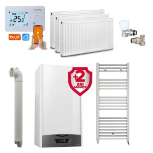 Pachet apartament cu 2 camere, centrala Ariston Clas One WIFI 24 kW, incalzire si ACM, Kit evacuare inclus + Termostat inteligent KOPH i302 + 2 ani extragarantie, Calorifere, Set robineti tur/retur