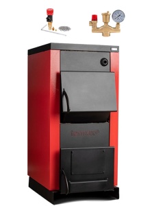 Pachet centrala/cazan pe lemne 50 kW Termax cu ardere normala, volum manta apa 140 litri, regulator de tiraj, grup de siguranta