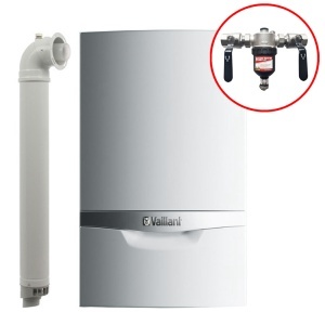 Pachet Centrala termica pe gaz in condensare Vaillant ecoTEC Plus VU OE 806/5-5, 80 kW, doar incalzire, Kit de evacuare inclus + Filtru magnetic CLEANEX MAG H F MAX - 1 1/4" - Img 1