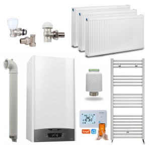 Pachet Economie si Eficienta - Centrala termica pe gaz/GPL in condensare Ariston Clas One WIFI 24 kW, incalzire si ACM, Kit evacuare inclus, calorifere, robineti tur/retur, cap termostatic Wi-Fi si termostat inteligent KOPH I302