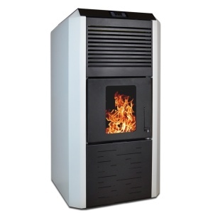 Pachet Smart Control - Termosemineu cu peleti Termax Kamin ECO, 30 kW, 220 mp, volum apa 49 litri, diametru cos fum ⌀80 mm, vas expansiune si pompa recirculare incluse + Termostat inteligent KOPH I302 WiFi + Aspirator cenusa 1000W + Stabilizator tensiune