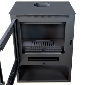 Pachet soba pe lemn Termax Atria, 12.2 kW, randament 84.17%, 80 m², Negru, set accesorii, aspirator cenusa si suport lemne foc metalic Termax M - Img 6
