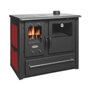 Pachet soba pe lemn Termax Rustik, Fonta, 9.5 kW, evacuare pe dreapta, cuptor integrat, randament 76.1%, 63 m², Bordo, set accesorii, aspirator cenusa si suport lemne foc metalic Termax XL - Img 2