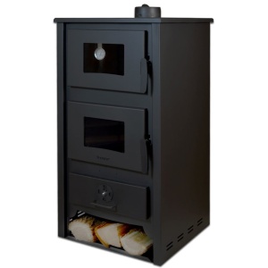 Pachet Termosoba pe lemn Termax Codru, 24.43 kW, cuptor integrat, randament 85.10%, 155 m², Negru, Calorifere, Pompa Recirculare, Vas expansiune, Robineti tur/retur si set accesorii - Img 5