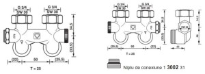 Robineti bitubular racordare inferioara HERZ, coltar, 3000 Project, Rp 1/2 - Img 2