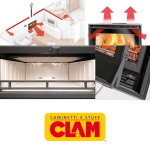 Semineu pe lemne cu aer cald, Clam Calorvision 72, 10.5 kW, 92 mp, evacuare cos fum ø180 mm, cu ventilator, randament 85.5%, 670 x 420 x 410 mm - Img 3