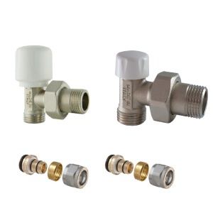 Set robineti radiator coltar tur/retur 1/2" + conector pexal inclus