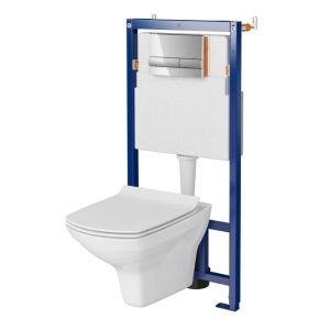 Set vas WC suspendat Carina, rezervor WC incastrat, capac inclus, clapeta actionare, S701-646, alb