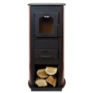 Soba pe lemn Termax Corex, 6.11 kW, evacuare spate, randament 86.49%, 40 m², spatiu depozitare lemne, Bordo - Img 4
