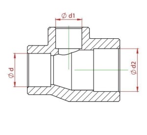 Teu redus PPR alb, Ø32-25-25