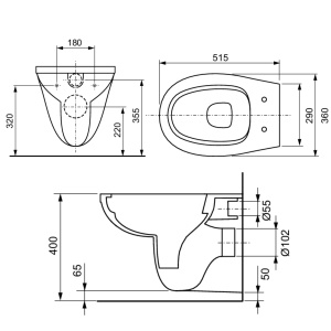 Vas WC suspendat TECE 9700018, alb, evacuare orizontala, 36 x 51.5 x 35 cm, capac WC inclus - Img 2