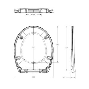 Capac WC din duroplast, Eurociere Everest 1108SC, alb, inchidere lenta, 373 x 425 mm