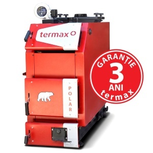 Centrala/Cazan pe lemn/carbune Termax Polar 30 kW cu ventilator si automatizare, 180 m², Ø cos fum 180 mm, volum manta apa 100 litri, grosime focar 6 mm, randament 86%, 1310 x 1230 x 550 mm
