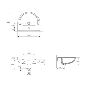 Lavoar President, suspendat, 55 cm, K08-007, alb - Img 3