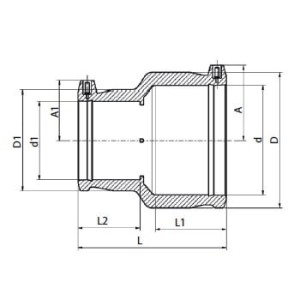 Mufa redusa electrofuziune, Ø125 x Ø90 mm, PN16